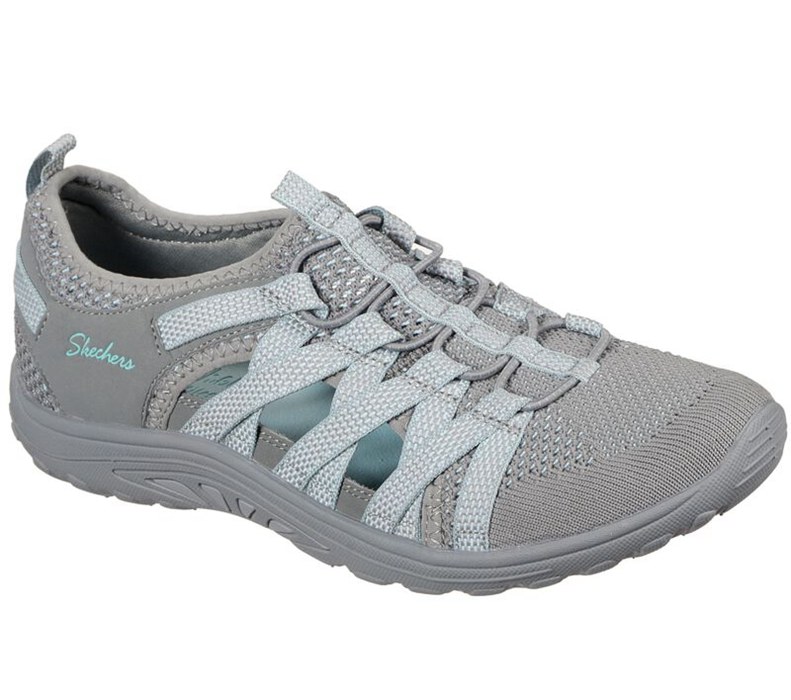 Skechers Relaxed Fit: Reggae Fest - Hooked - Womens Slip On Shoes Grey/Light Turquoise [AU-QH2008]